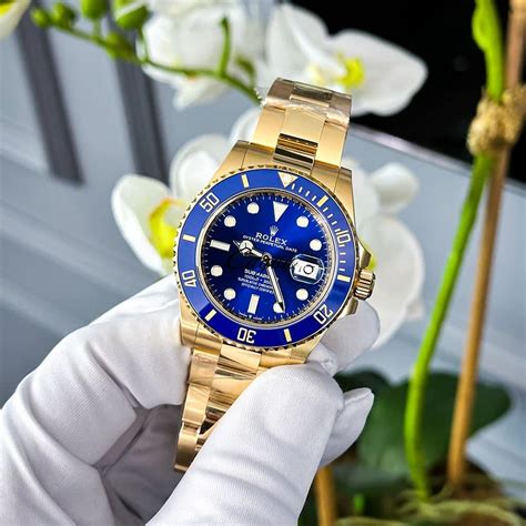 blue rolex white gold|Rolex gold submariner blue face.